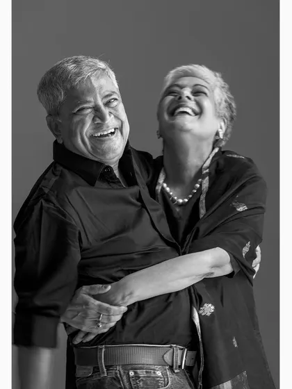 A portrait capturing a moment of pure joy and enduring friendship between a couple. My goal is to document these unscripted, authentic emotions that define a relationship, creating timeless black and white couple portraits.