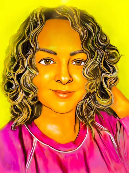 A version with high saturation and a yellow background, making the colors pop.