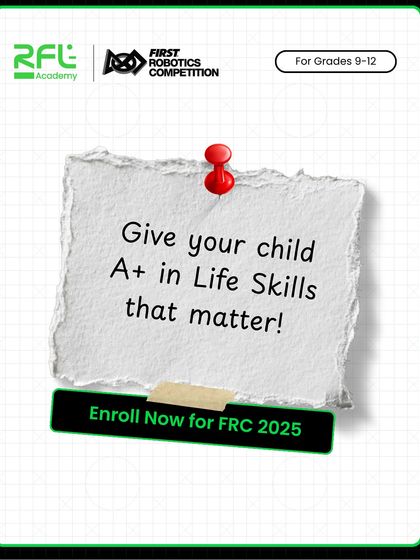 A simple, powerful call to action: "Give your child A+ in Life Skills that matter!" This graphic encourages parents to enroll their child in our FRC program for holistic development.