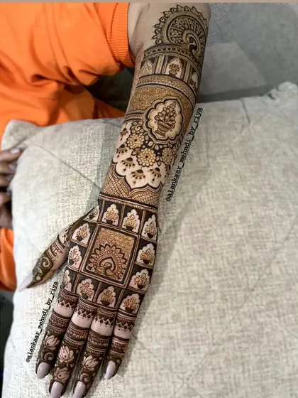 Another angle of the intricate back-hand bridal design, showing the detailed work on the fingers and the central floral motif.