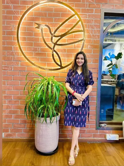 This beautiful client looks so elegant in the Ikat wrapped Angrakha. It’s a perfect example of how my dresses blend timeless style with modern comfort.
