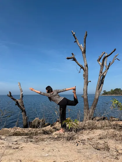 My own practice is my anchor, especially when surrounded by the elements. Finding balance in Natarajasana by the sea reminds me of the strength and grace we all hold within.