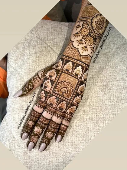 A slightly tilted view to capture the shimmer and detail of the back-hand design.