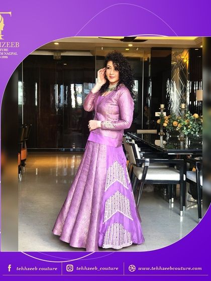 A full view of our lavender jacket and skirt set. This outfit is all about elevating your style and ensuring you are the center of attention at any event.