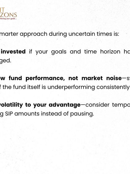 A market dip is an opportunity, not a setback. This bulletin explains why pausing your SIPs during a downturn undermines the core advantage of systematic investing, which is to accumulate more units when prices are low.