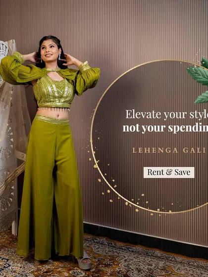 Elevate your style, not your spending. This olive green palazzo set is another great example of my trendy and affordable rental collection.