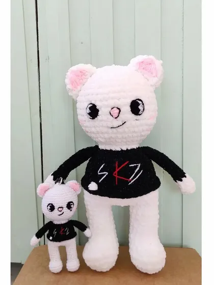 A custom order for a fan of the K-Pop group Stray Kids. I made a large and a small version of their SKZOO character.