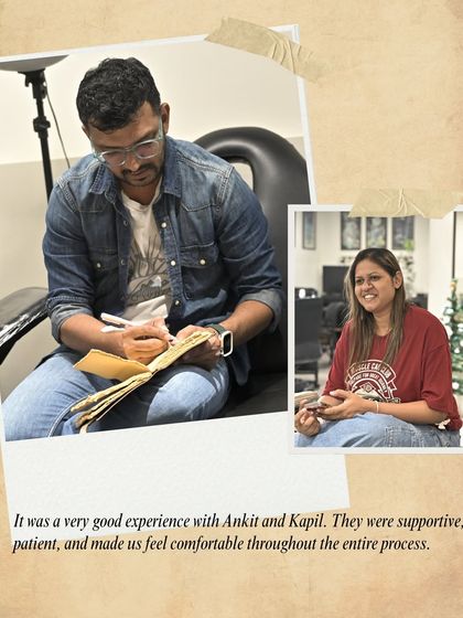 "It was a very good experience with Ankit and Kapil. They were supportive, patient, and made us feel comfortable throughout the entire process." A happy couple after their session.