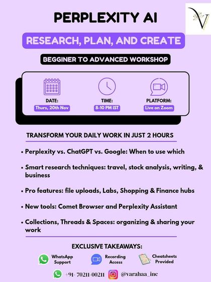 In this workshop, I compare Perplexity AI with ChatGPT and Google to show you exactly when to use each tool for the best results. You will learn smart research techniques for travel, finance, and writing, and explore pro features like file uploads and the Comet Browser.