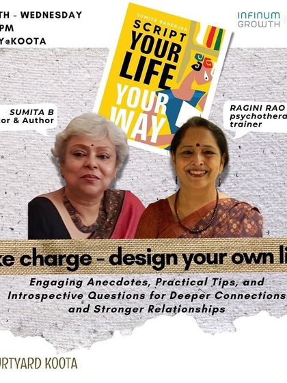 A promotional graphic for the "Script Your Life Your Way" book talk, part of our June library events.