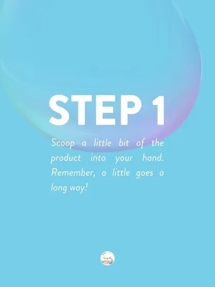 How to use my whipped soaps: Step 1. Just scoop a little bit into your hand. A little goes a very long way!