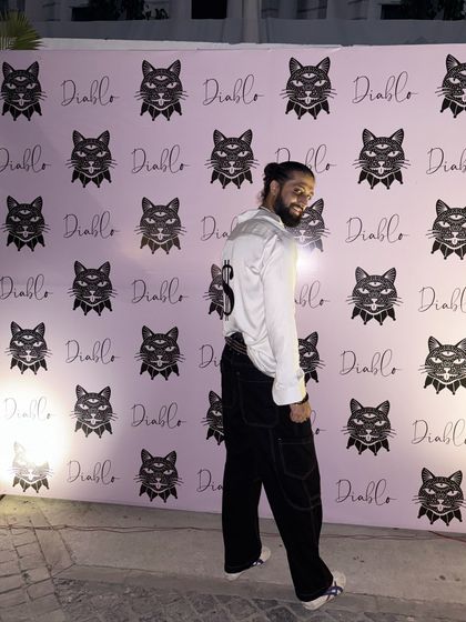 Another look at the custom party shirt, showing how it moves and looks from different angles. The design is meant to be seen and appreciated from every direction.