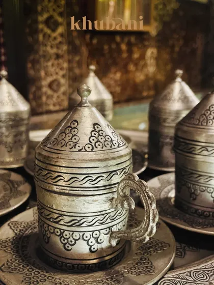 Every detail here is steeped in heritage. These hand-carved silver Turkish tea cups are more than just vessels; they are a celebration of craftsmanship, culture, and the art of slow living.