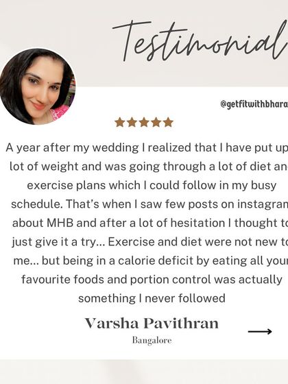 Varsha was hesitant, but she gave it a try. Eating her favorite foods in a calorie deficit was a new concept that worked for her.