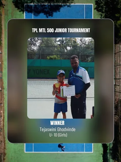 Congratulations to Tejaswini Godvinde for her outstanding victory in the girls U-10 singles at the TPL MTL 500 Junior tournament.