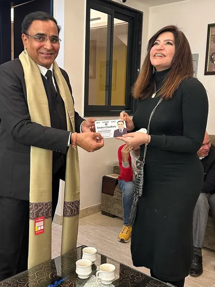 Sharing a moment with Advocate Sanjeev Chaudhary during our meeting. Building strong professional networks is crucial for success.
