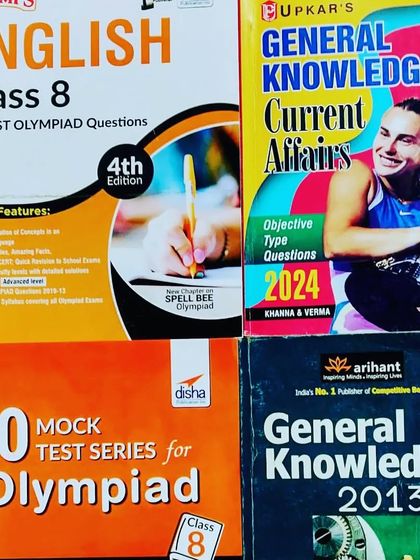 Our study material is carefully selected to give students an edge. Here you can see a range of workbooks and guides for Classes 5, 7, and 8, covering Science, Logical Reasoning, and General Knowledge for national and international level Olympiads.