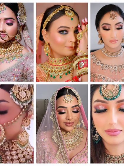 A collage showcasing the variety of bridal makeup I offer. Whether you want a classic look or something more modern, I am dedicated to making your dream look a reality.