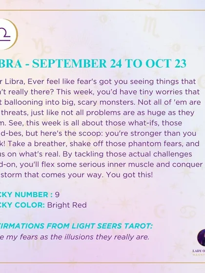 This week's tarot guidance for Libra. Ever feel like fear's got you seeing things that aren't really there? This week is all about tackling actual challenges to conquer any storm.