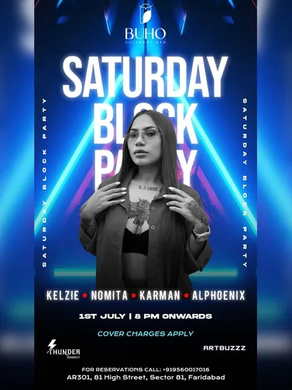 Poster for a "Saturday Block Party" at Buho, where I performed alongside some of my best mates in the DJ scene.