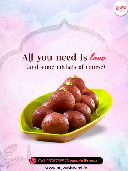 All you need is love, and some mithais of course. My Gulab Jamuns, garnished with pistachios, are a perfect expression of love and celebration.