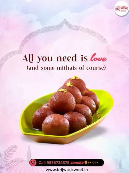 All you need is love, and some mithais of course. My Gulab Jamuns, garnished with pistachios, are a perfect expression of love and celebration.