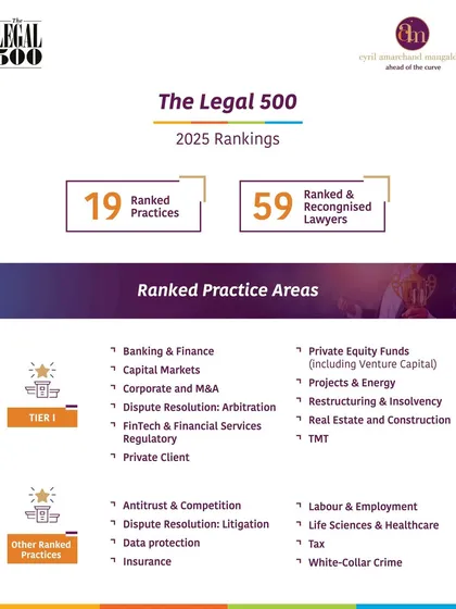 The Legal 500 2025 Rankings recognized 19 of our practice areas, with Tier 1 rankings in Banking & Finance, Capital Markets, M&A, Dispute Resolution, FinTech, and TMT, among others.