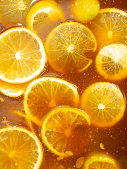 A beautiful shot of citrus fermenting, a key component in the innovative dishes served at the Ground Up pop-up. This highlights the beauty and science behind using fermentation to preserve and enhance flavor.