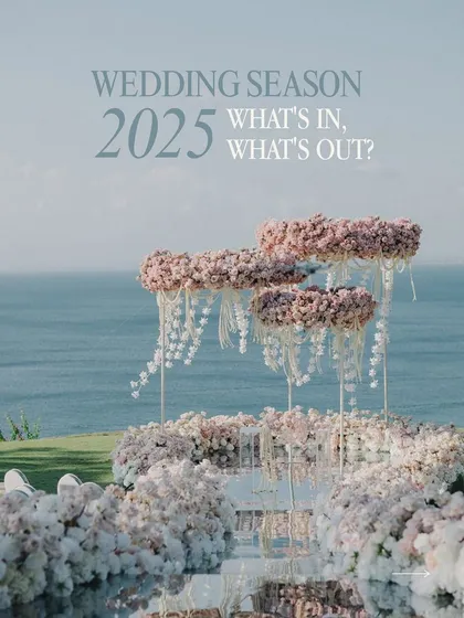 "Wedding Season 2025: What's In, What's Out?" This graphic introduces my trend report, highlighting my expertise and forward-thinking approach to wedding design.