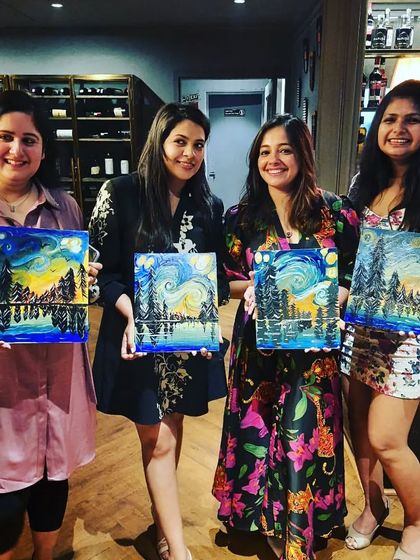 These ladies absolutely slayed their own versions of Van Gogh's 'Starry Night'. It’s amazing to see everyone's unique style come through in our master-inspired workshops.