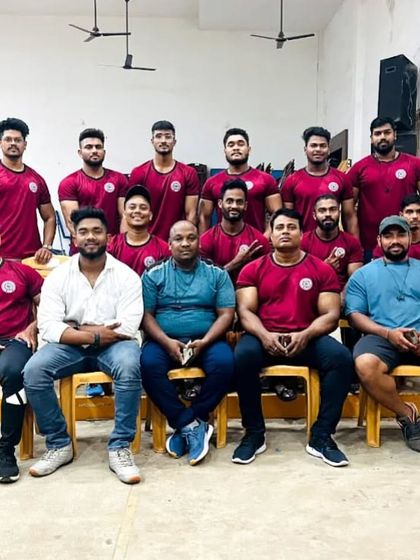Part of the Odisha powerlifting team at the nationals in Trichy. We travel and compete as one unit.