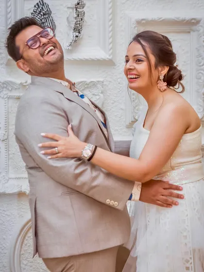 A candid photo capturing a burst of laughter between the couple. These are the unposed, genuine moments that I love to freeze in time.