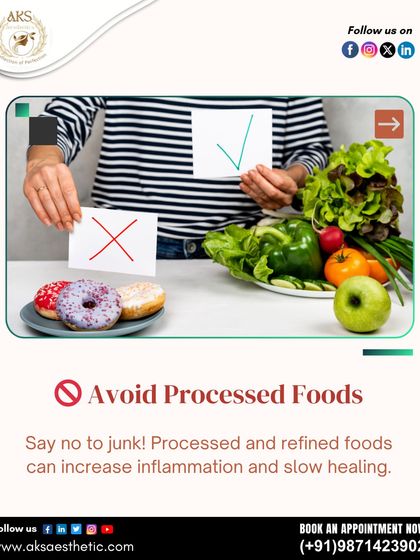 Avoid processed and junk foods before your procedure. These foods can increase inflammation in the body, which can slow down the natural healing process after surgery.