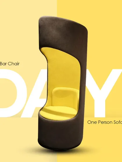 The 'DAYI' leisure bar chair is a unique one-person sofa booth. Its high back provides privacy and a cozy nook, making it a standout piece for a lounge or bar.