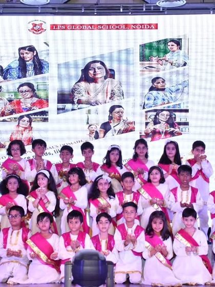 A group of students performs a thematic dance during 'éclat 2025'. Our cultural programs often feature performances that convey powerful messages, such as this tribute to the spirit of service and community.