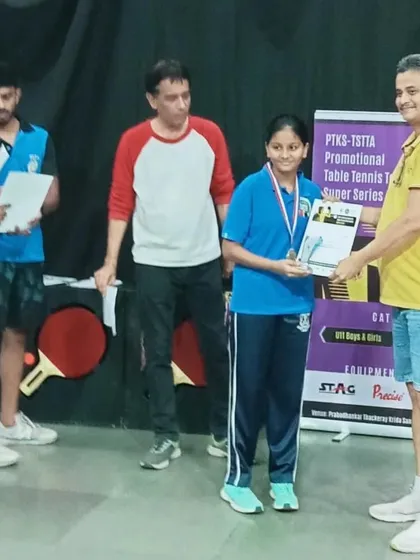 Sara Ramaiyya receiving her bronze medal at the promotional super series tournament. Every competition is a learning experience for our rising stars.