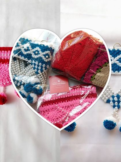 It's a dispatch day. Packing up these colorful torans to be sent to Bangalore.