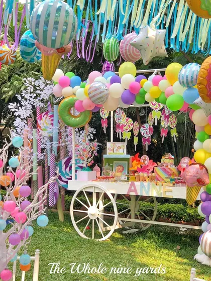 This Candyland birthday was a burst of joyful color and sweet treats. I designed a complete candy-themed world with a custom cart, balloon arches, and whimsical decorations to create a true sugar rush experience.