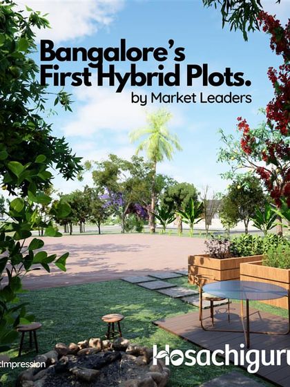 An artistic impression of a community space at our Unnati project, featuring a fire pit and seating area.