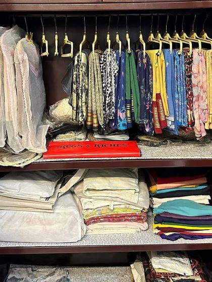 The "after" shot of the saree wardrobe for our elderly clients. We made sure everything was accessible and easy for them to manage on a daily basis.