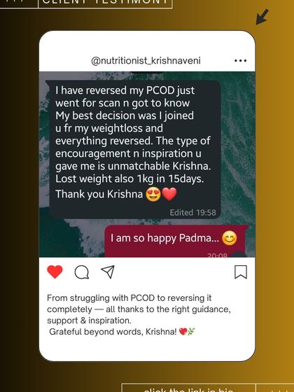 My college friend Padma not only lost weight but completely reversed her PCOD. Her journey is a testament to how the right guidance and support can lead to profound healing.