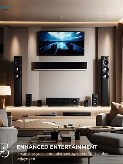 I design immersive home entertainment experiences. By integrating your audio and video systems, I can create a "Movie Night" scene that dims the lights, closes the curtains, and starts your movie with a single tap, turning your living room into a personal cinema.