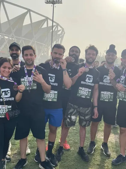 Showing off the well earned medals after the JITO Ahimsa Run in New Delhi. Every member who participated pushed themselves and completed the challenge.