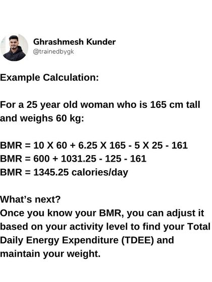 This is a practical example of how to calculate BMR. By breaking it down, I make the science of nutrition accessible and show how we can determine the precise calorie intake needed for your body.