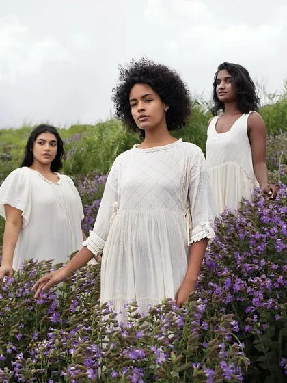 A stunning outdoor campaign for Blossom Inners, shot in a field of purple flowers. I designed natural, fresh-faced makeup looks that celebrated the diverse beauty of the models.