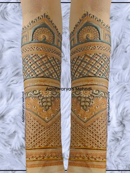 An elegant and intricate design for a baby shower, focusing on traditional patterns like jharokhas and jaali work, perfect for a mom-to-be who loves classic art.