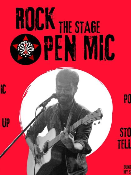 A clean and simple poster for our weekly open mic, providing all the essential details for performers and the audience.