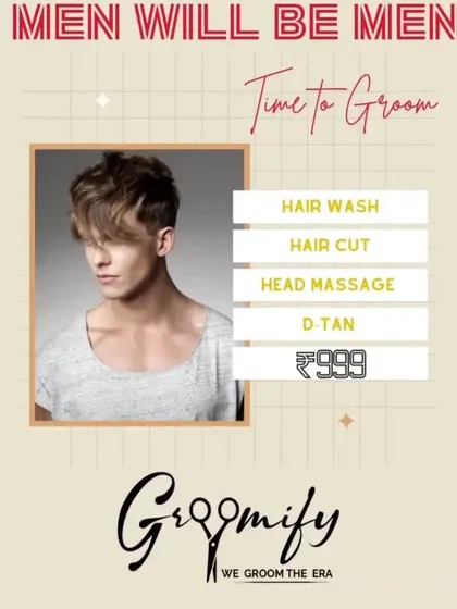 Get the complete grooming experience with my all-in-one package. This offer includes a hair wash, a precision haircut, a relaxing head massage, and a D-tan treatment, all for a great value. It's the easiest way to look and feel your best.