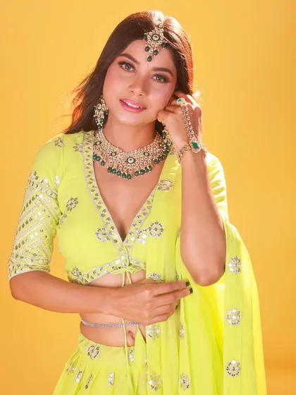 A happy, smiling portrait from our neon lehenga shoot. Capturing genuine expressions is a key part of my collaborative process.