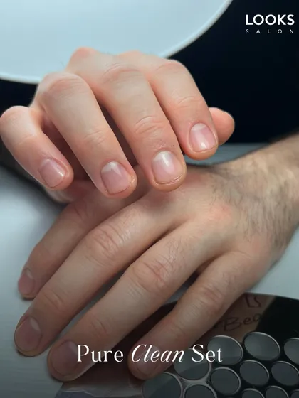 For a clean and understated look, I offer the 'Pure Clean Set'. This service focuses on meticulous cuticle care, shaping, and buffing for healthy, well-groomed nails without any polish.
